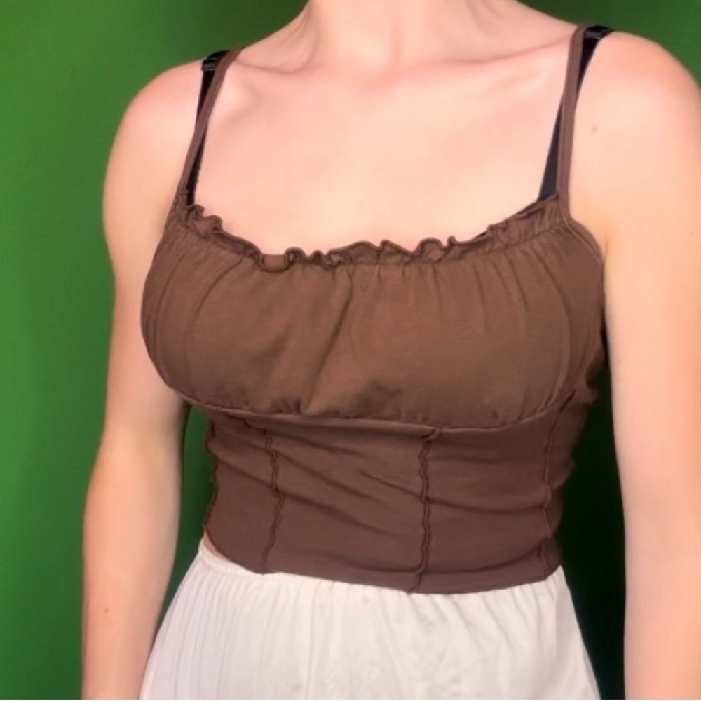 BROWN BOOB HOLDER TOP